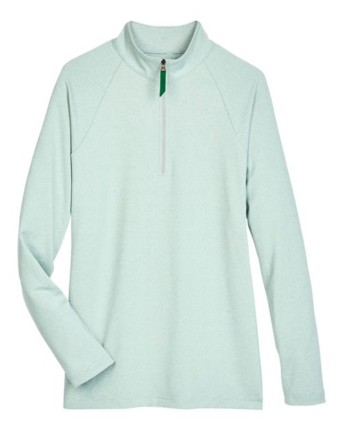 Women's CrownLux Performance® Clubhouse Micro-Stripe Quarter-Zip Pullover - Front - B663B2603 - Kelly Green