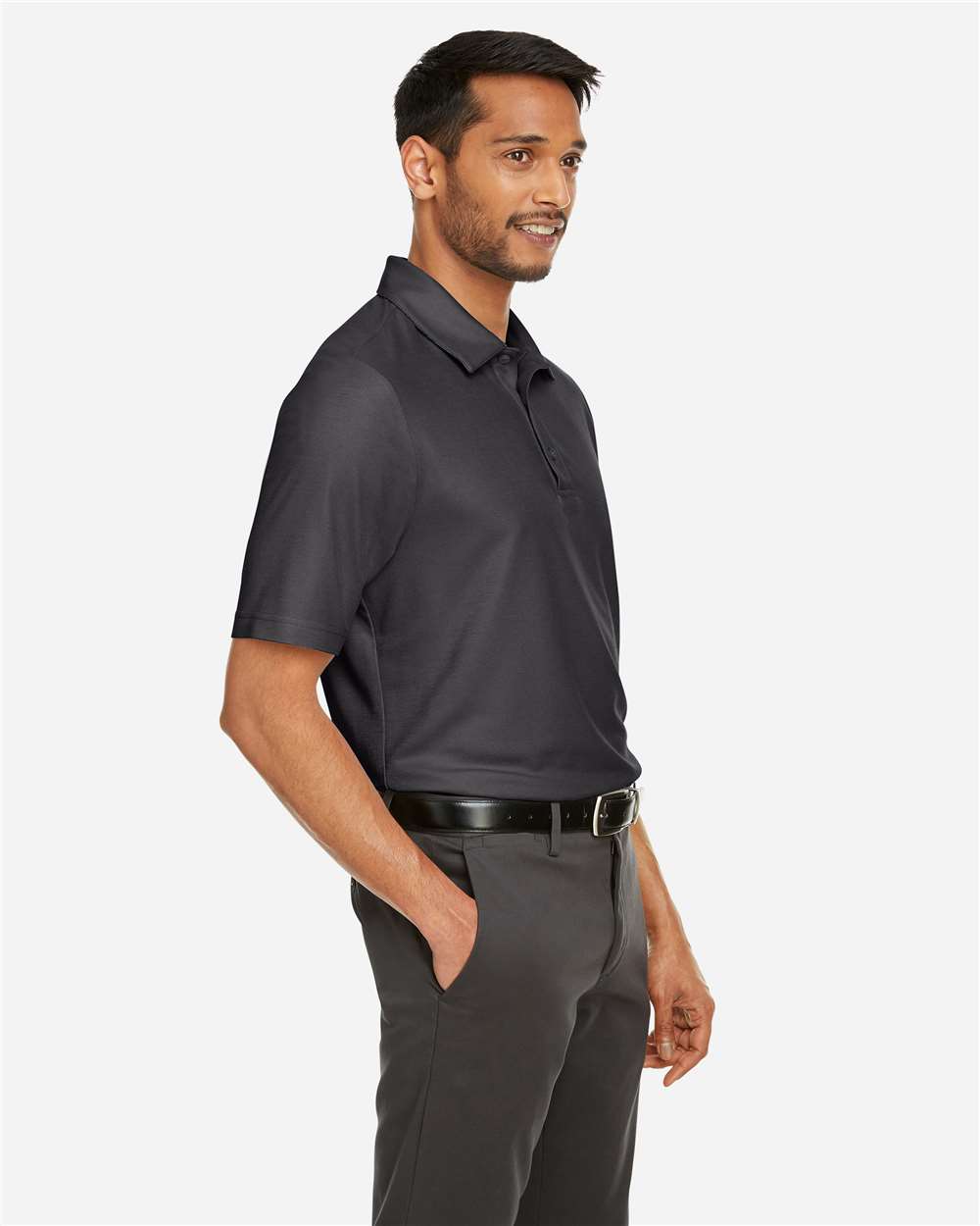 Men's Fusion ChromaSoft™ Pique Polo - OnModelSide - B275A7583 - Carbon