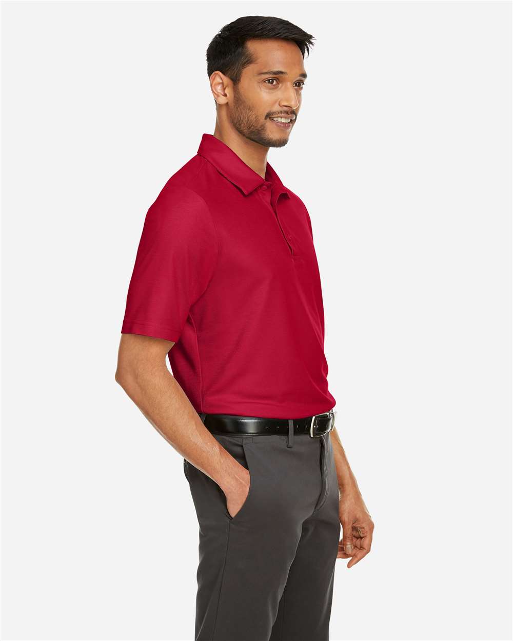 Men's Fusion ChromaSoft™ Pique Polo - OnModelSide - B275A7703 - Classic Red
