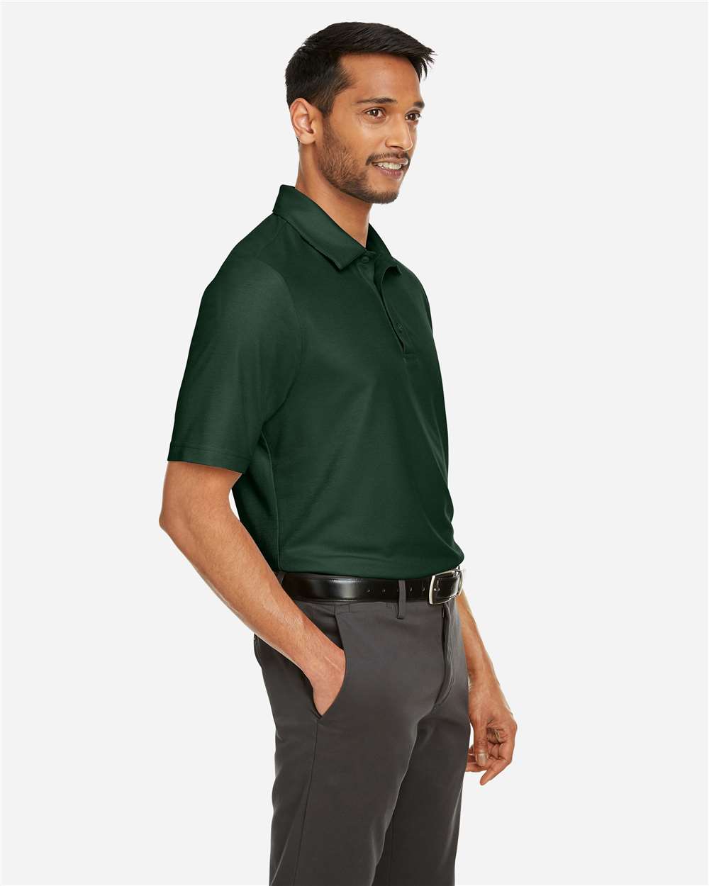 Men's Fusion ChromaSoft™ Pique Polo - OnModelSide - B275A7543 - Forest
