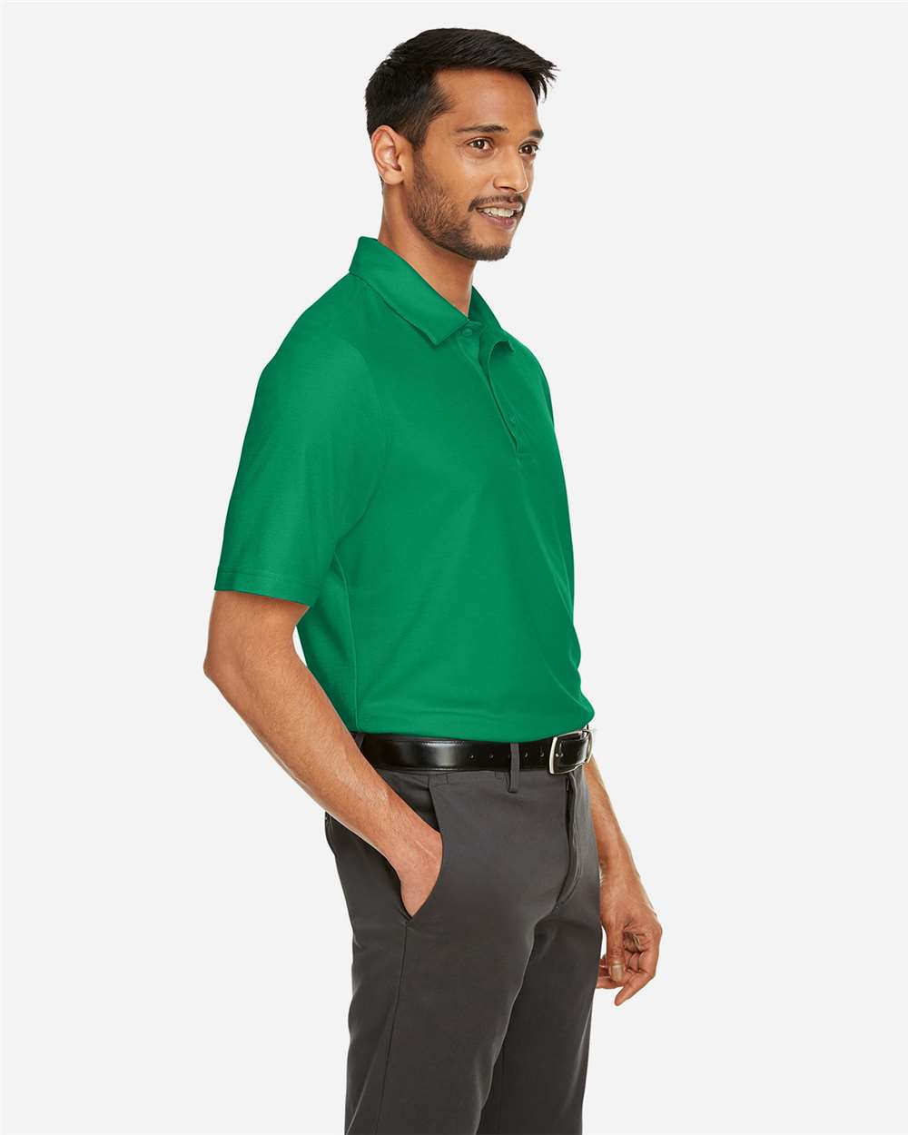 Men's Fusion ChromaSoft™ Pique Polo - OnModelSide - B275A7603 - Kelly Green