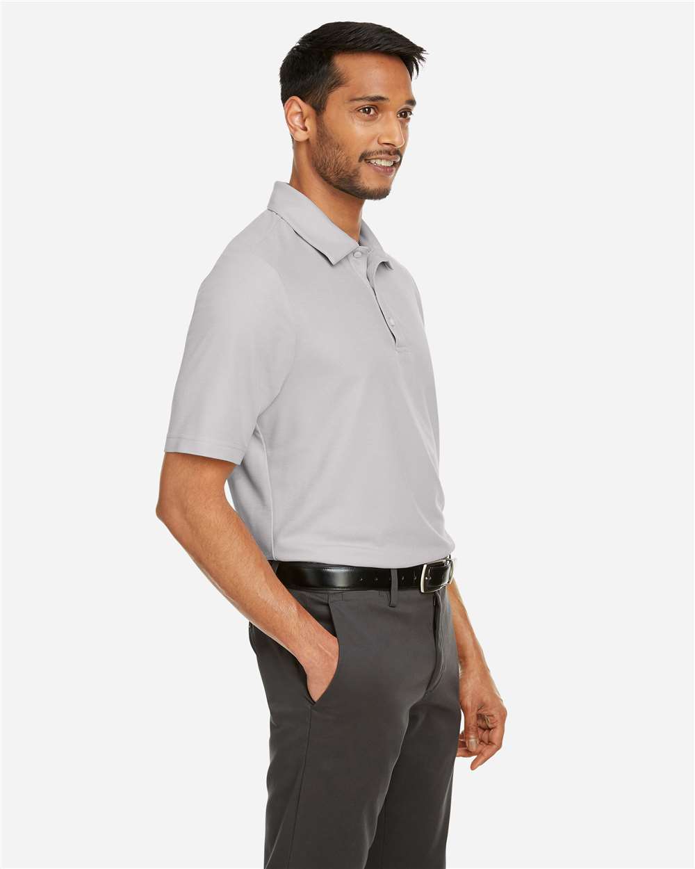 Men's Fusion ChromaSoft™ Pique Polo - OnModelSide - B275A7353 - Platinum
