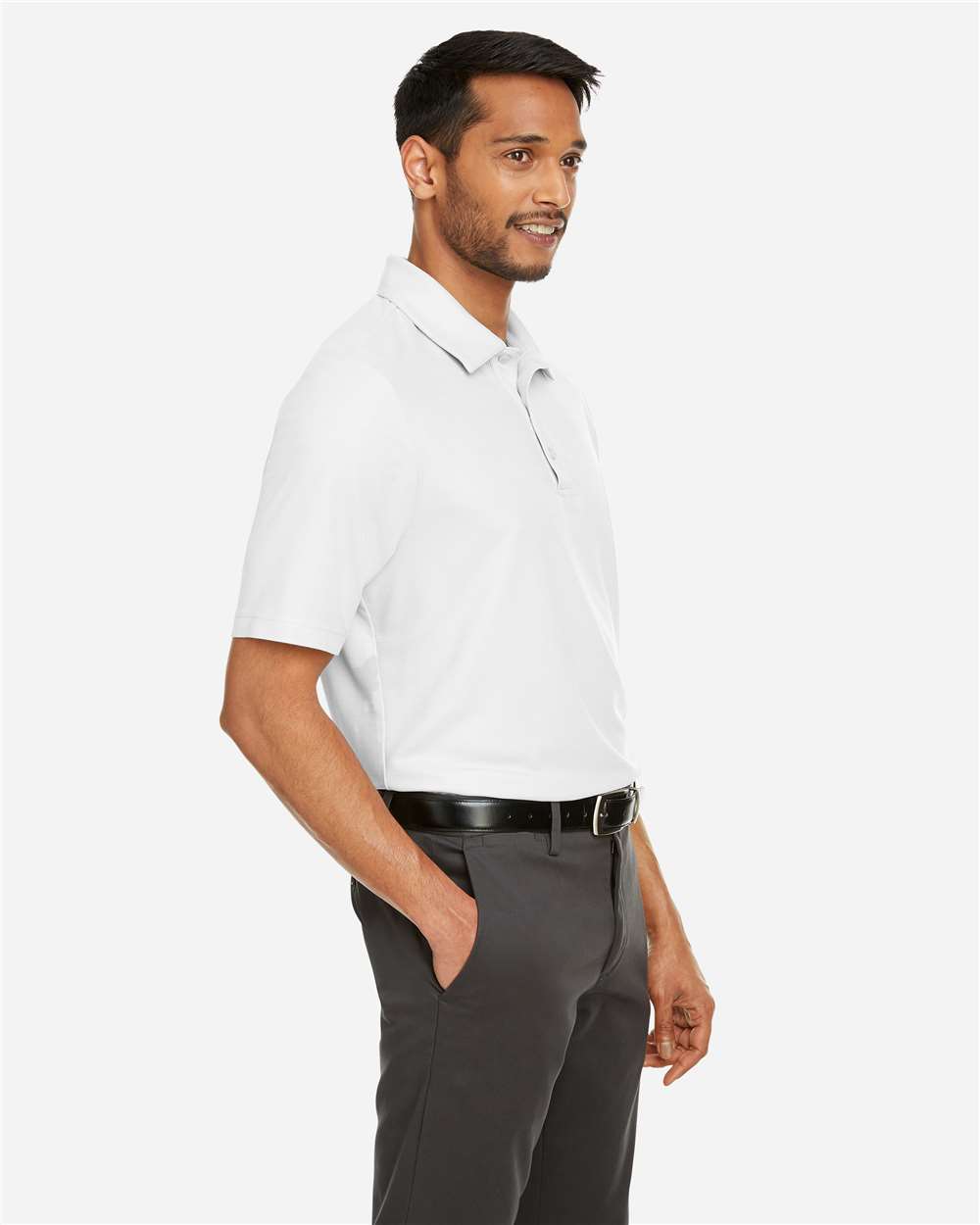 Men's Fusion ChromaSoft™ Pique Polo - OnModelSide - B275A7003 - White