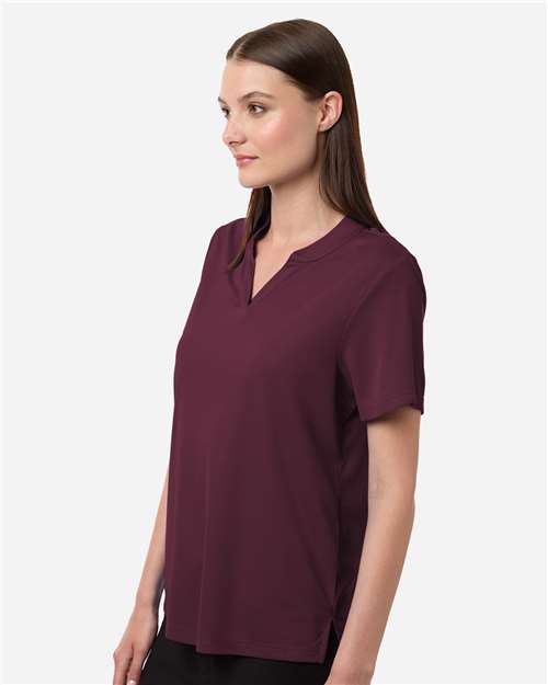 Women's Nova Performance Pique Polo - OnModelSide - B266A7532 - Burgundy