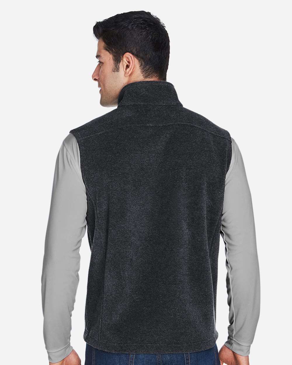 Men's Journey Fleece Vest - OnModelBack - B235A7583 - Heather Charcoal