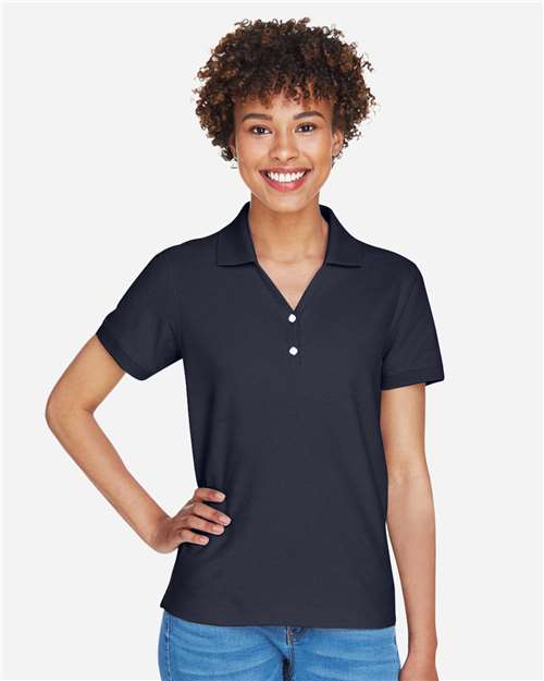 Women's Pima Piqué Polo - OnModelFront - B592B2658 - Navy