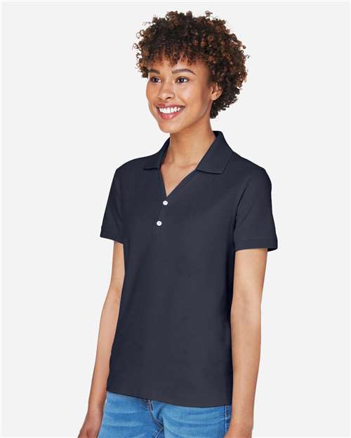 Women's Pima Piqué Polo - OnModelSide - B592B2658 - Navy