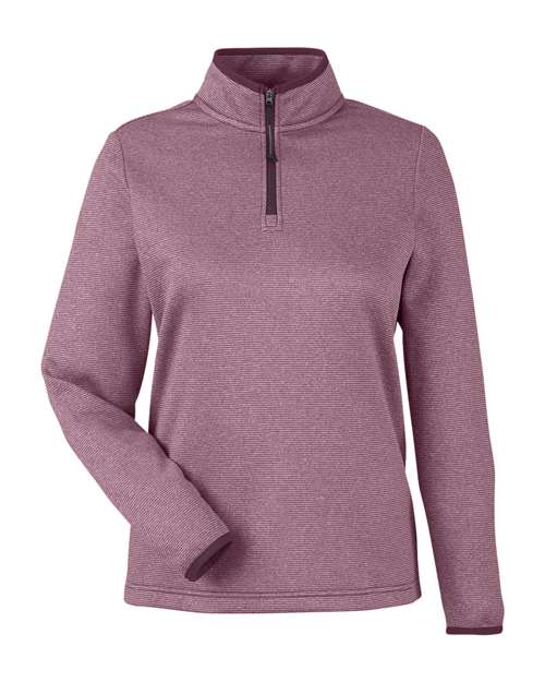 Women's Venture Heathered Stripe Quarter-Zip Pullover - Front - B318A7543 - Burgundy/ White