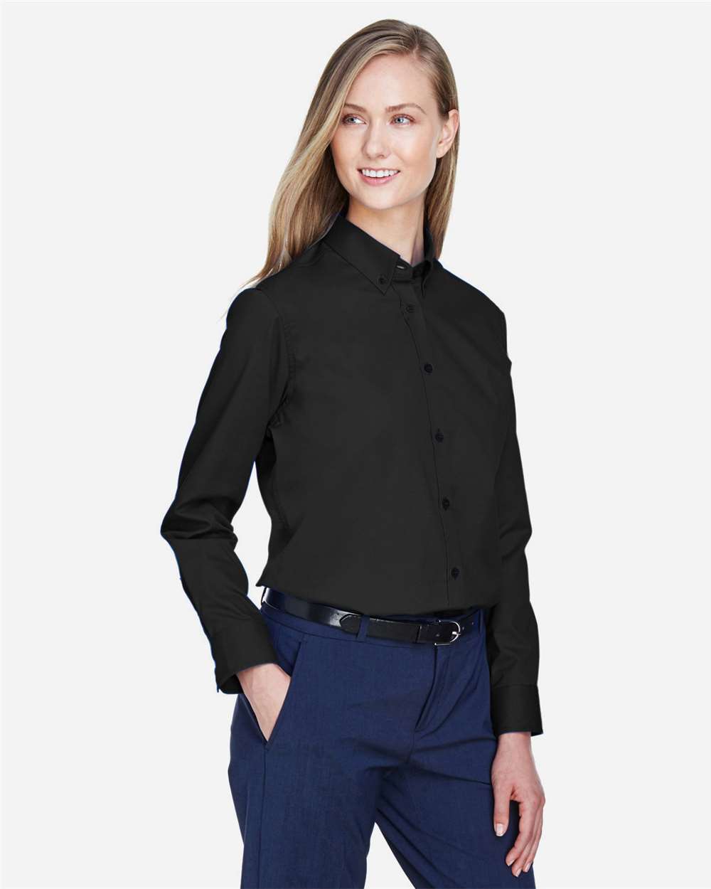 Women's Operate Twill Shirt - OnModelSide - B216A7502 - Black