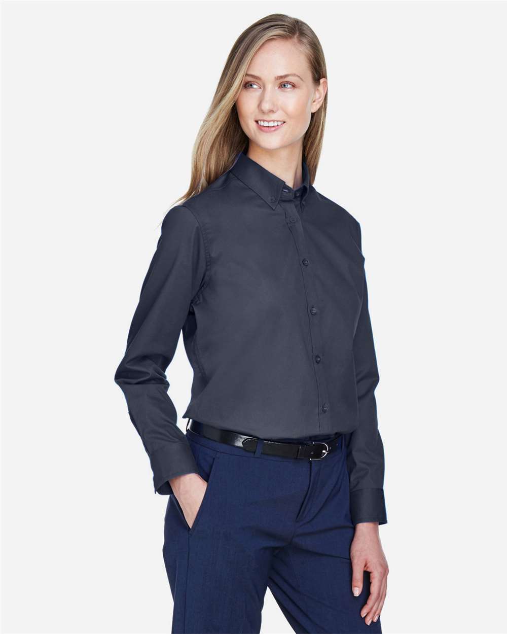 Women's Operate Twill Shirt - OnModelSide - B216A7582 - Carbon