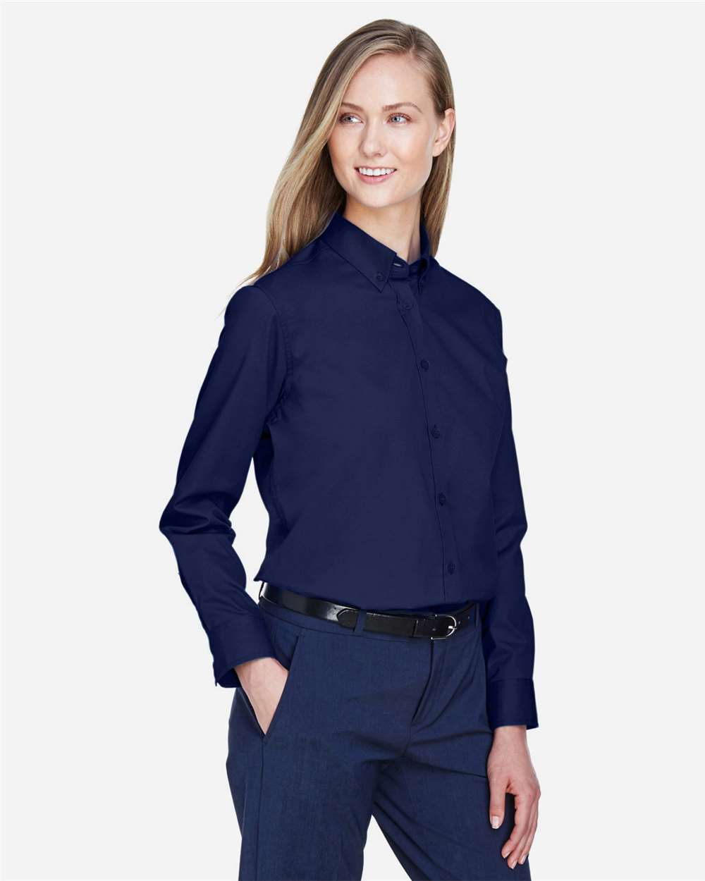 Women's Operate Twill Shirt - OnModelSide - B216A7652 - Classic Navy