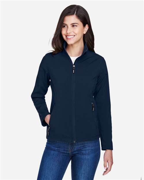 Women's Cruise Two-Layer Fleece Bonded Soft Shell Jacket - OnModelFront - B210A7652 - Classic Navy