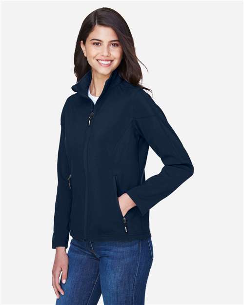 Women's Cruise Two-Layer Fleece Bonded Soft Shell Jacket - OnModelSide - B210A7652 - Classic Navy