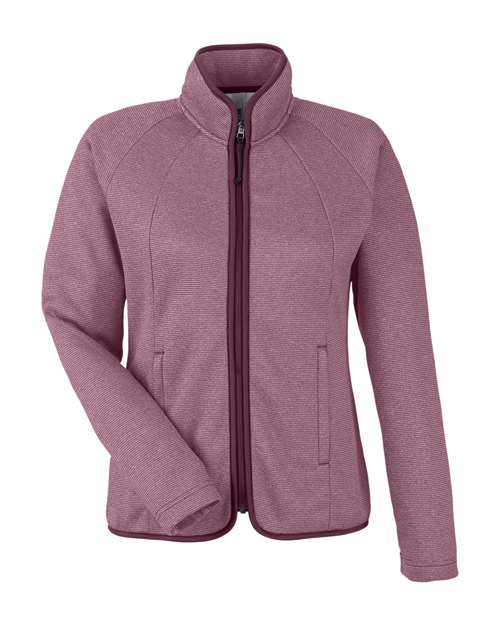 Women's Venture Heathered Stripe Full-Zip Jacket - Front - B316A7544 - Burgundy/ White