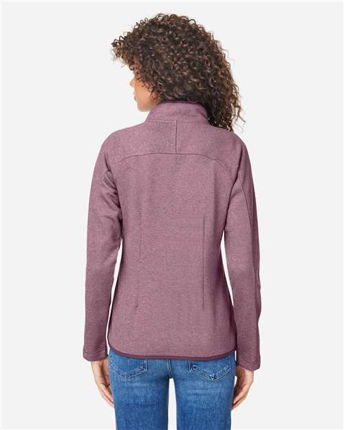 Women's Venture Heathered Stripe Full-Zip Jacket - OnModelBack - B316A7544 - Burgundy/ White