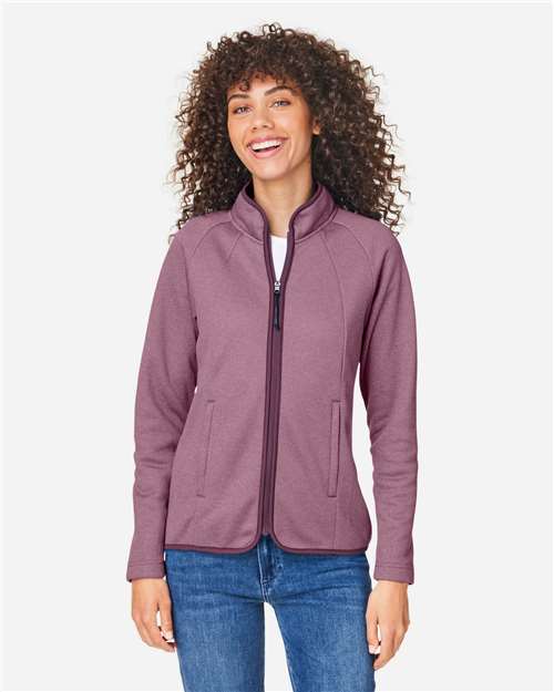 Women's Venture Heathered Stripe Full-Zip Jacket - OnModelFront - B316A7544 - Burgundy/ White