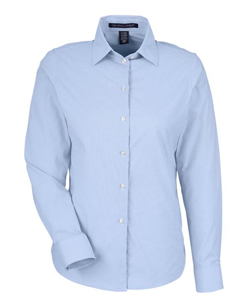 Women's CrownLux Performance® Microstripe Dress Shirt - Front - B686B2254 - French Blue/ White