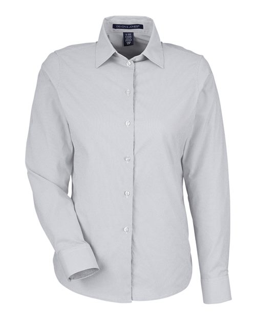 Women's CrownLux Performance® Microstripe Dress Shirt - Front - B686B2137 - Graphite/ White
