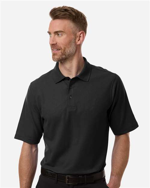 Men's Maverick CVC Pique Polo - OnModelFront - B185B9503 - Black