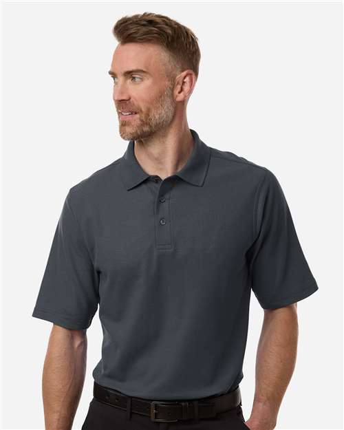 Men's Maverick CVC Pique Polo - OnModelFront - B185B9593 - Dark Charcoal