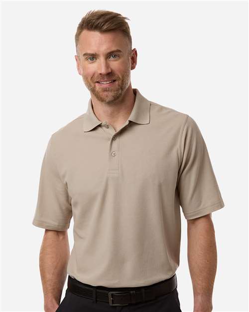 Men's Maverick CVC Pique Polo - OnModelFront - B185B9243 - Khaki