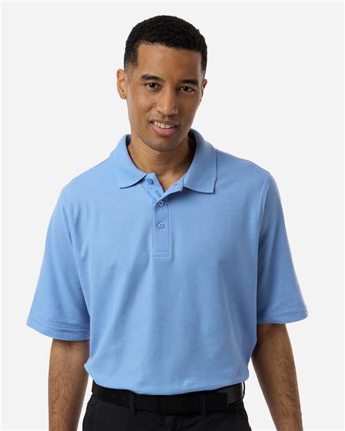 Men's Maverick CVC Pique Polo - OnModelFront - B185B9253 - Light College Blue