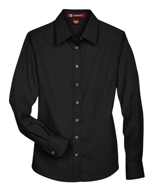 Women's Easy Blend™ Long Sleeve Twill Dress Shirt with Stain-Release - Front - B240B9506 - Black