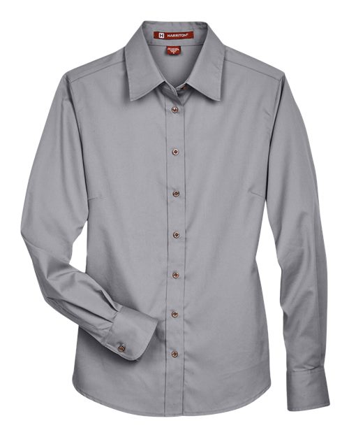 Women's Easy Blend™ Long Sleeve Twill Dress Shirt with Stain-Release - Front - B240B9092 - Dark Grey