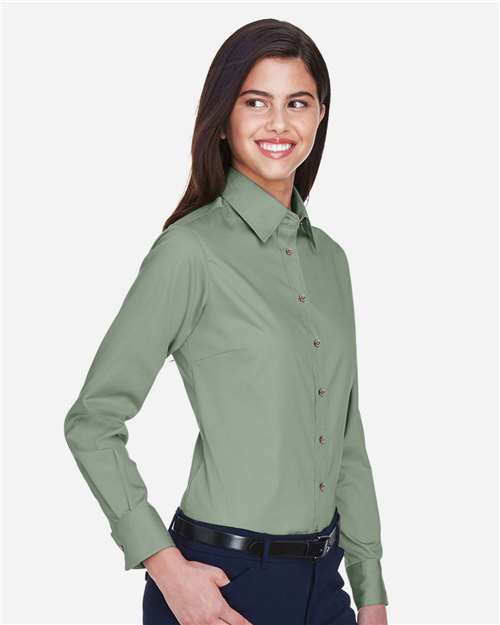Women's Easy Blend™ Long Sleeve Twill Dress Shirt with Stain-Release - OnModelSide - B240B9544 - Dill
