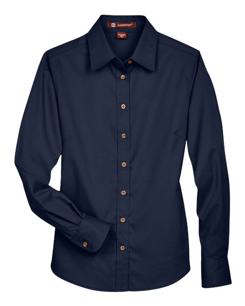 Women's Easy Blend™ Long Sleeve Twill Dress Shirt with Stain-Release - Front - B240B9112 - Navy