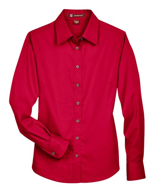Women's Easy Blend™ Long Sleeve Twill Dress Shirt with Stain-Release - Front - B240B9703 - Red