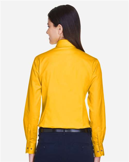Women's Easy Blend™ Long Sleeve Twill Dress Shirt with Stain-Release - OnModelBack - B240B9132 - Sunray Yellow