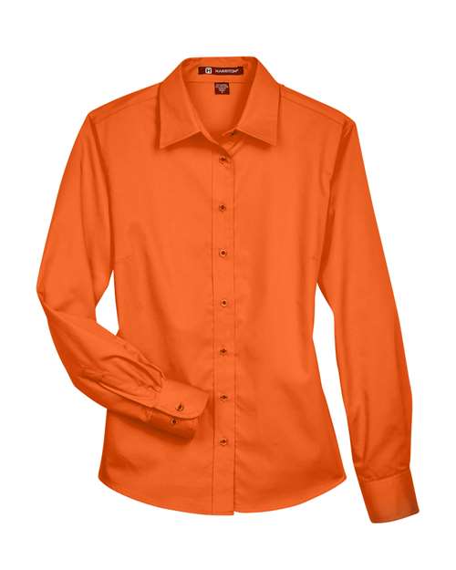 Women's Easy Blend™ Long Sleeve Twill Dress Shirt with Stain-Release - Front - B240B9662 - Team Orange