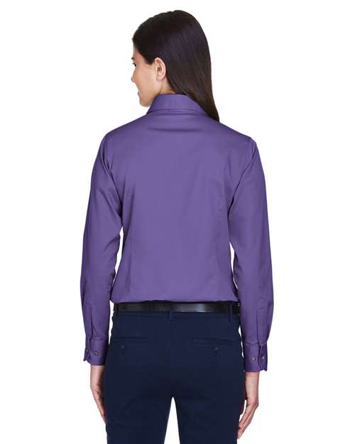 Women's Easy Blend™ Long Sleeve Twill Dress Shirt with Stain-Release - OnModelBack - B240B9672 - Team Purple