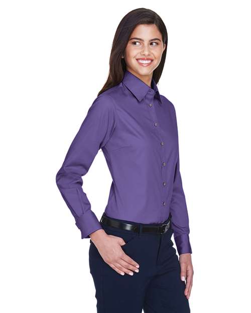 Women's Easy Blend™ Long Sleeve Twill Dress Shirt with Stain-Release - OnModelSide - B240B9672 - Team Purple