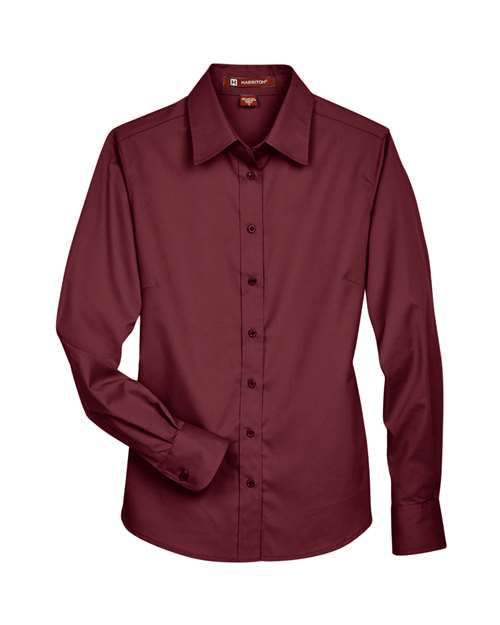 Women's Easy Blend™ Long Sleeve Twill Dress Shirt with Stain-Release - Front - B240B9532 - Wine