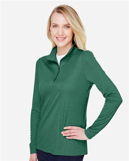 Women's Zone Sonic Heather Performance Quarter-Zip Pullover - OnModelSide - B702D9545 - Sport Forest Heather