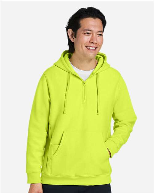Unisex Zone HydroSport™ Heavyweight Quarter-Zip Hooded Sweatshirt - OnModelFront - B762D9172 - Safety Yellow