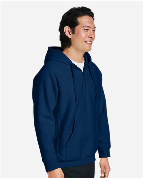 Unisex Zone HydroSport™ Heavyweight Quarter-Zip Hooded Sweatshirt - OnModelSide - B762D9652 - Sport Dark Navy