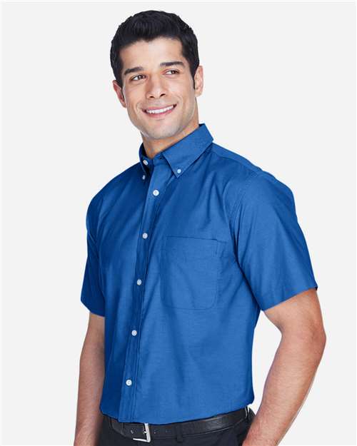 Men's Oxford Short Sleeve with Stain-Release - OnModelSide - B270B9752 - French Blue