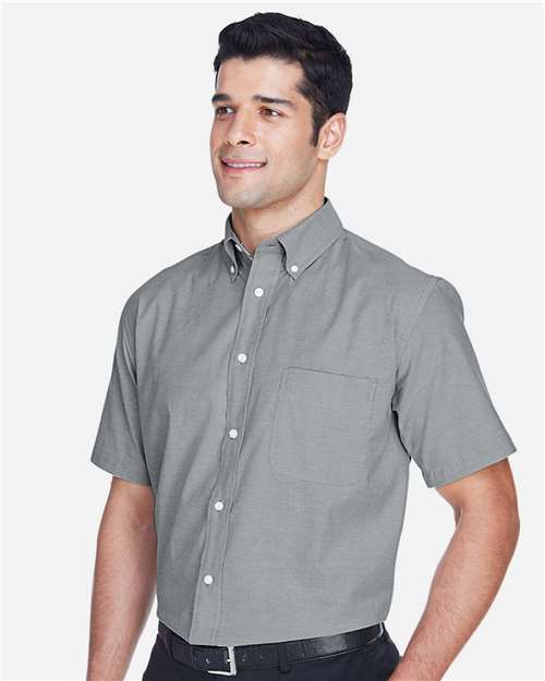 Men's Oxford Short Sleeve with Stain-Release - OnModelSide - B270B9593 - Oxford Grey