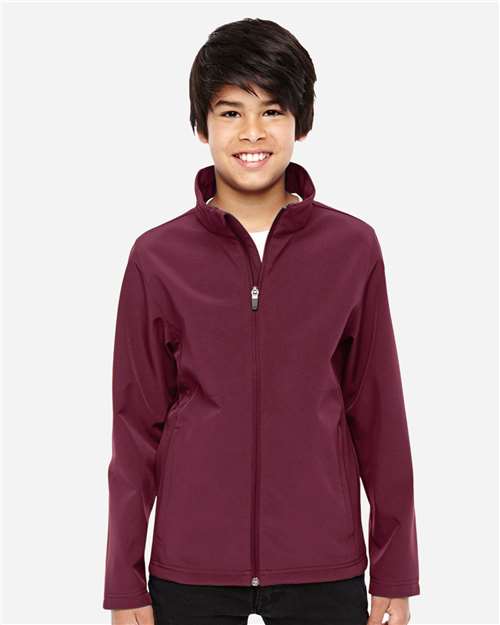 Youth Leader Soft Shell Jacket - OnModelFront - B744D9533 - Sport Maroon