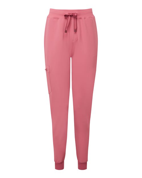 Women's Energized Stretch Jogger Scrub Pants - Front - B296D5302 - Calm Pink