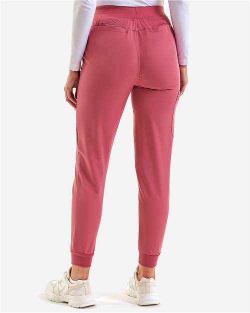 Women's Energized Stretch Jogger Scrub Pants - OnModelBack - B296D5302 - Calm Pink