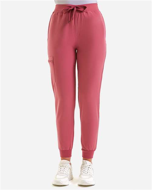 Women's Energized Stretch Jogger Scrub Pants - OnModelFront - B296D5302 - Calm Pink