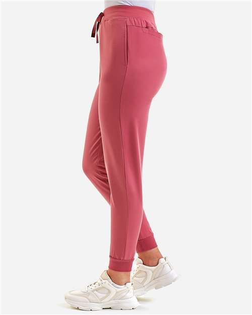 Women's Energized Stretch Jogger Scrub Pants - OnModelSide - B296D5302 - Calm Pink