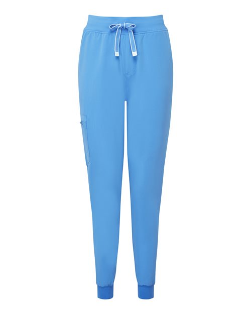 Women's Energized Stretch Jogger Scrub Pants - Front - B296D5752 - Ceil Blue
