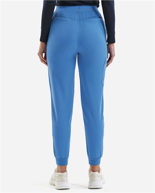 Women's Energized Stretch Jogger Scrub Pants - OnModelBack - B296D5752 - Ceil Blue