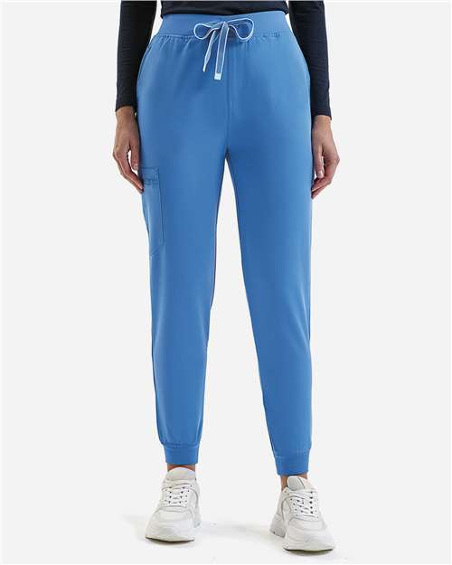 Women's Energized Stretch Jogger Scrub Pants - OnModelFront - B296D5752 - Ceil Blue