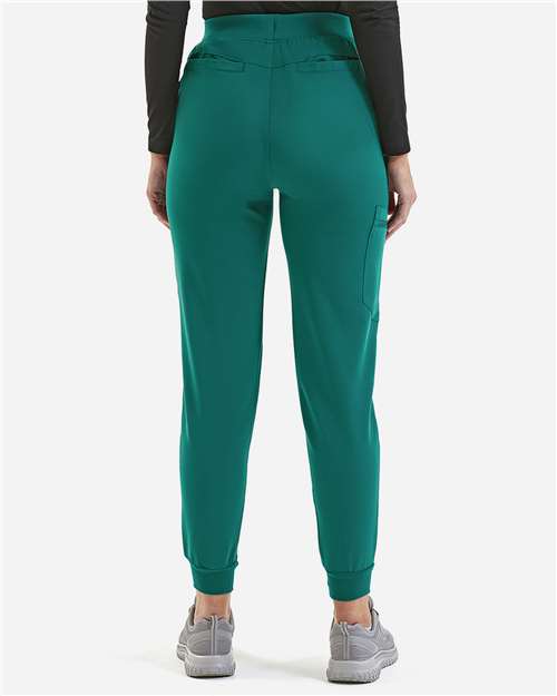 Women's Energized Stretch Jogger Scrub Pants - OnModelBack - B296D5542 - Clean Green
